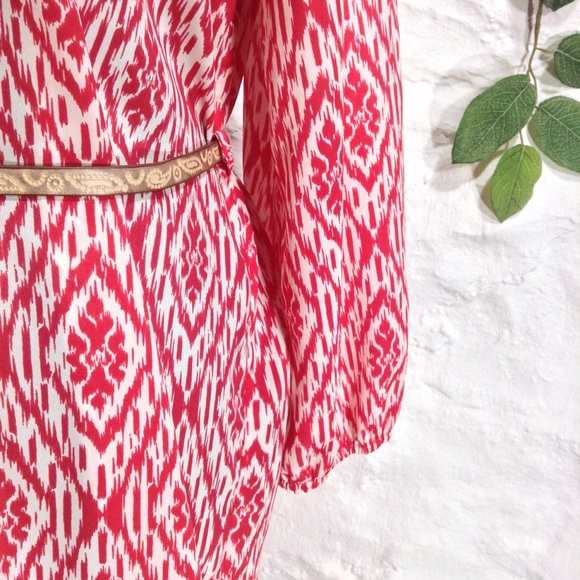 Anthro Maeve pink ikat peasant shirt dress size L - Picture 4 of 8